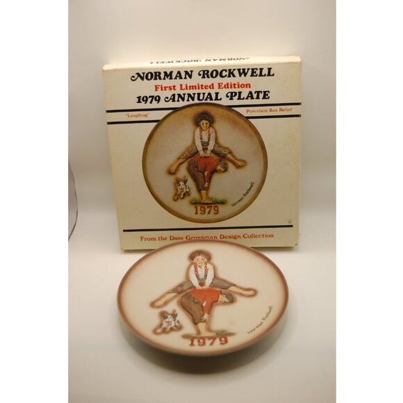 Norman Rockwell First Edition 1979 Annual Plate "Leap Frog" Limited Edition NEW - Picture 2 of 4